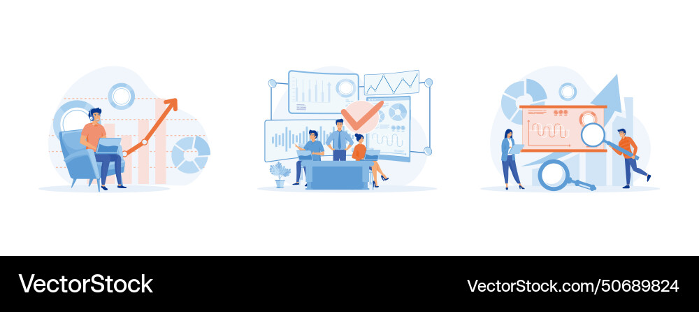 Data scientist job visualizer and analyst working vector image