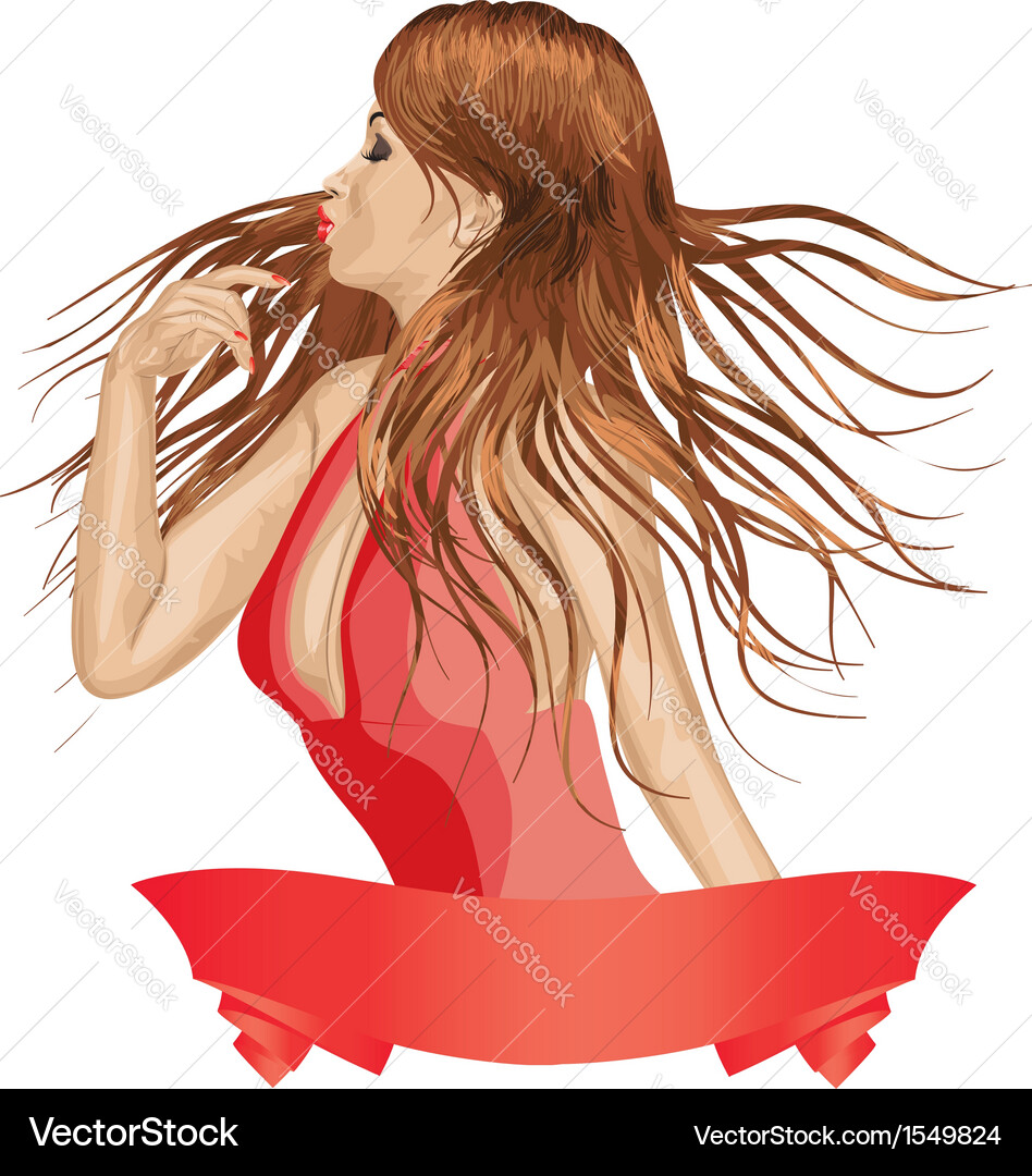 Elegant Woman in Red Dress Vector Image