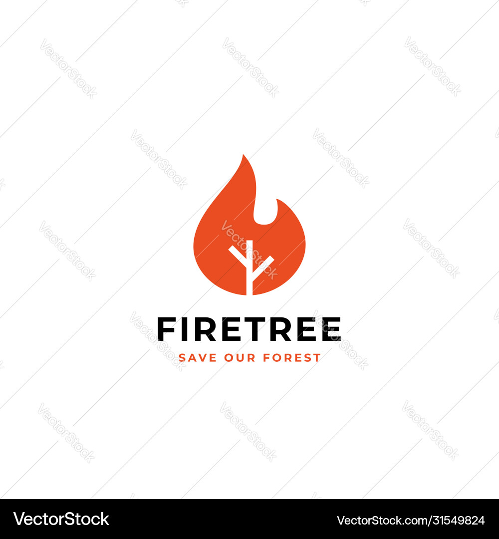 Fire tree logo design simple flame with twigs vector image