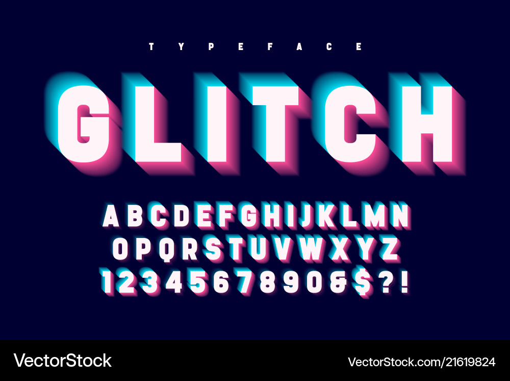 Glitched glühende Anzeige Schrift Design Alphabet Glitched glühende Anzeige Schrift Design Alphabet vektorbild