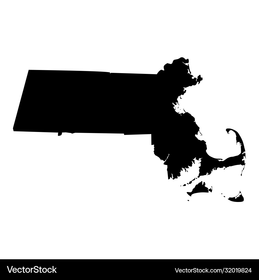 Massachusetts State Border Map Vector Image