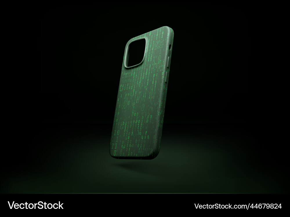 Mobile phone plastic case with binary code print Mobile phone plastic case with binary code print vector image