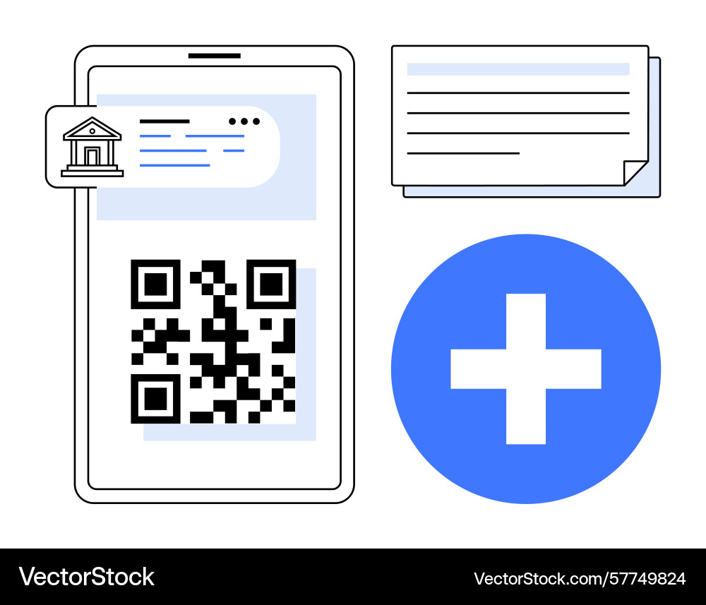 Mobile qr code scan for digital payments with bank Mobile qr code scan for digital payments with bank vector image