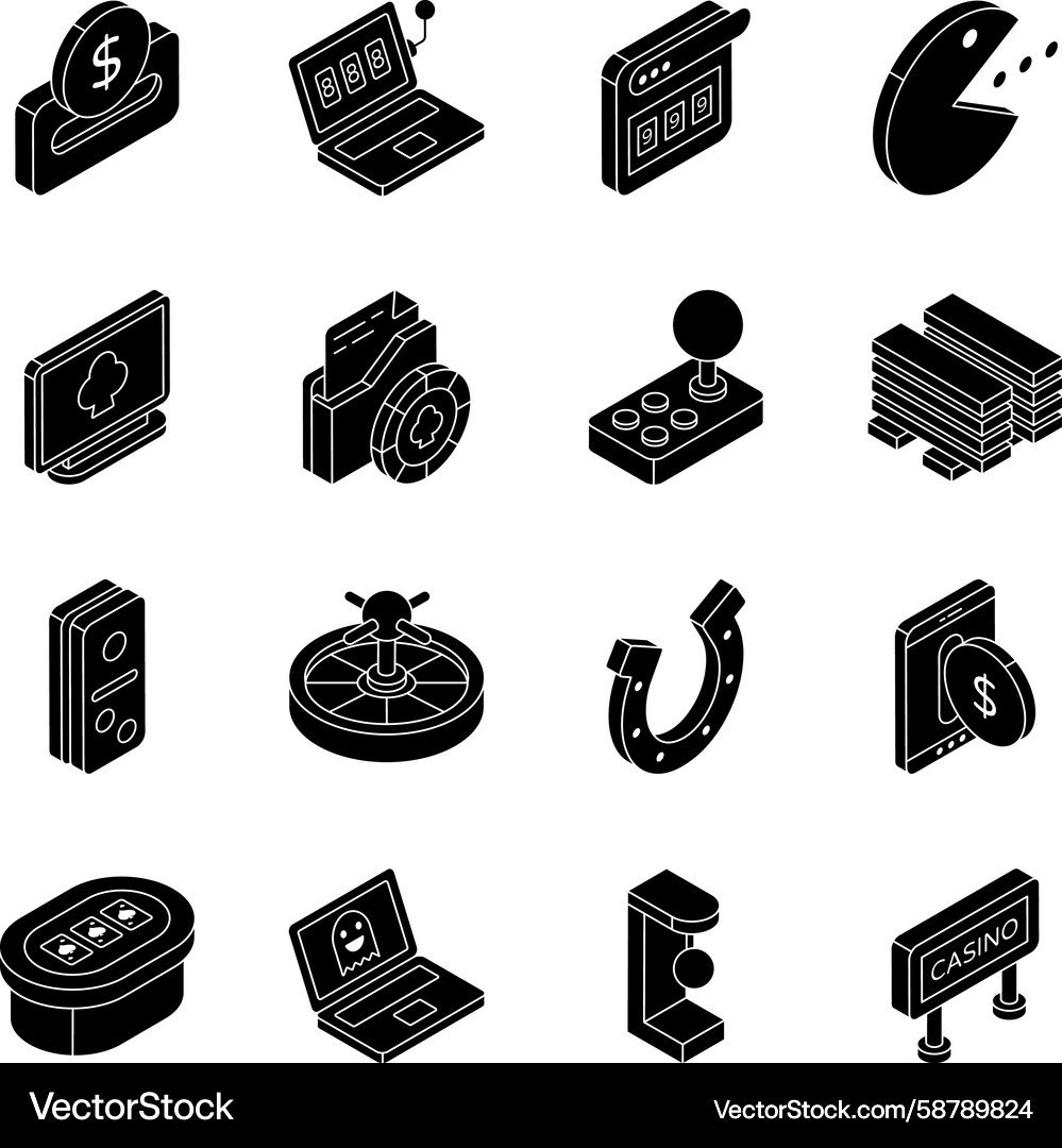 Set of computer hardware solid icons Vector Image