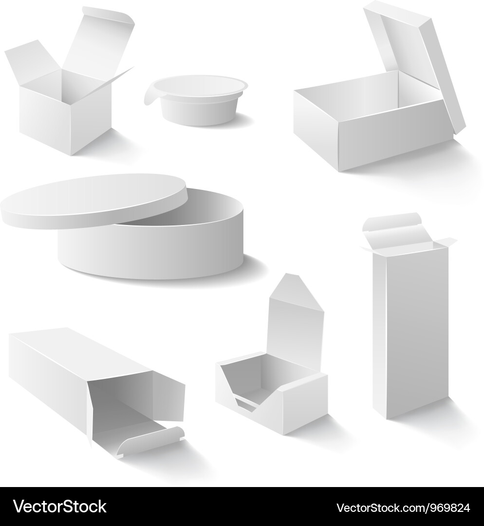 White Open Boxes Set vector image