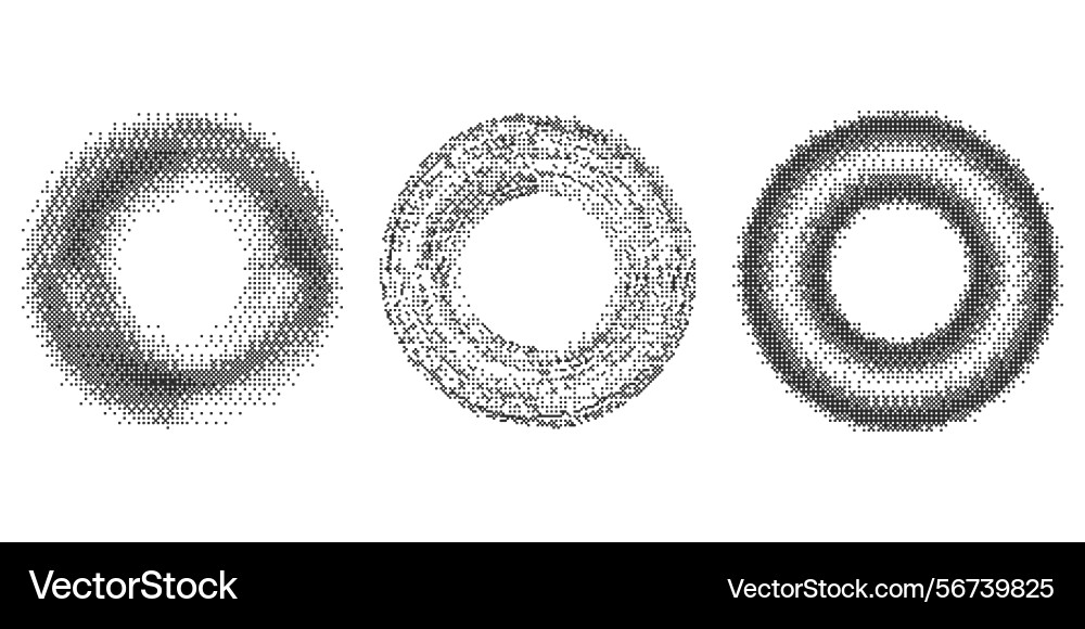 Bitmap pixel arcade game effect circles frames vector image