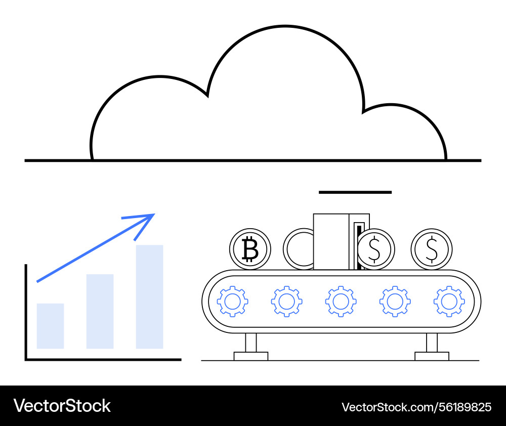 Cloud-based financial automation with data Cloud-based financial automation with data vector image