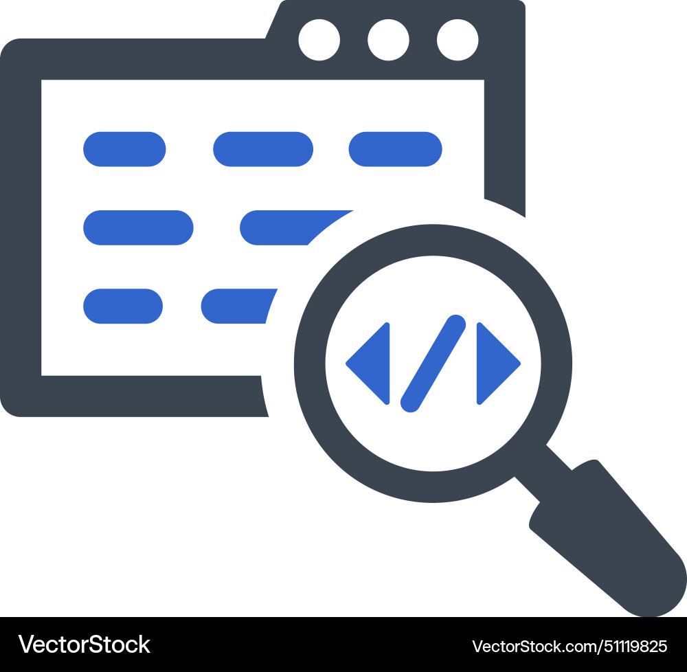 Code magnifying search icon vector image