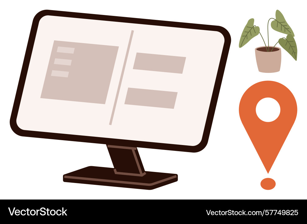 Computer screen with interface design location vector image