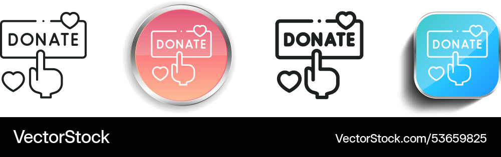 Donate icon thin linear regular and button style Donate icon thin linear regular and button style vector image