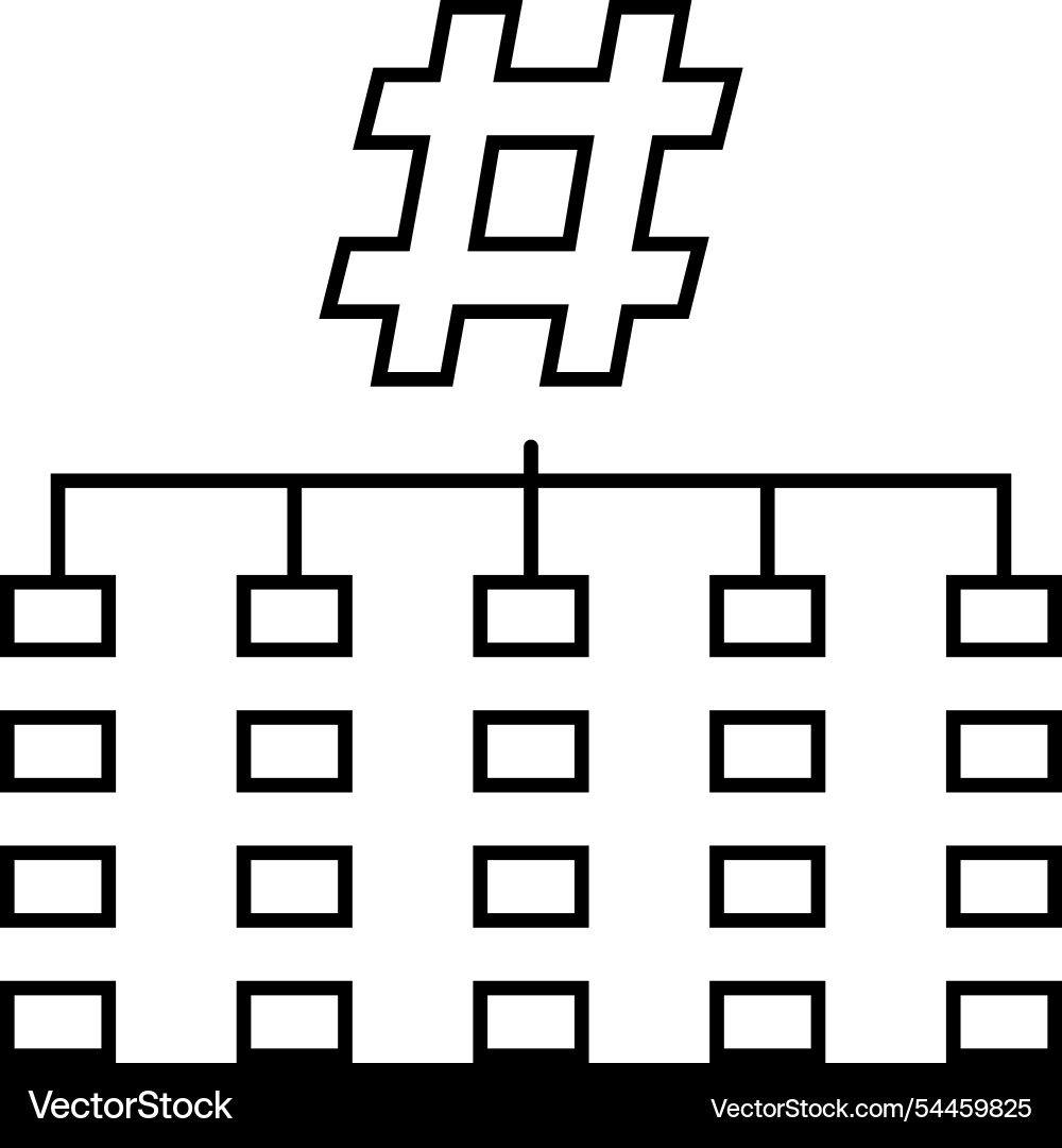 Hashing algorithm line icon Hashing algorithm line icon vector image