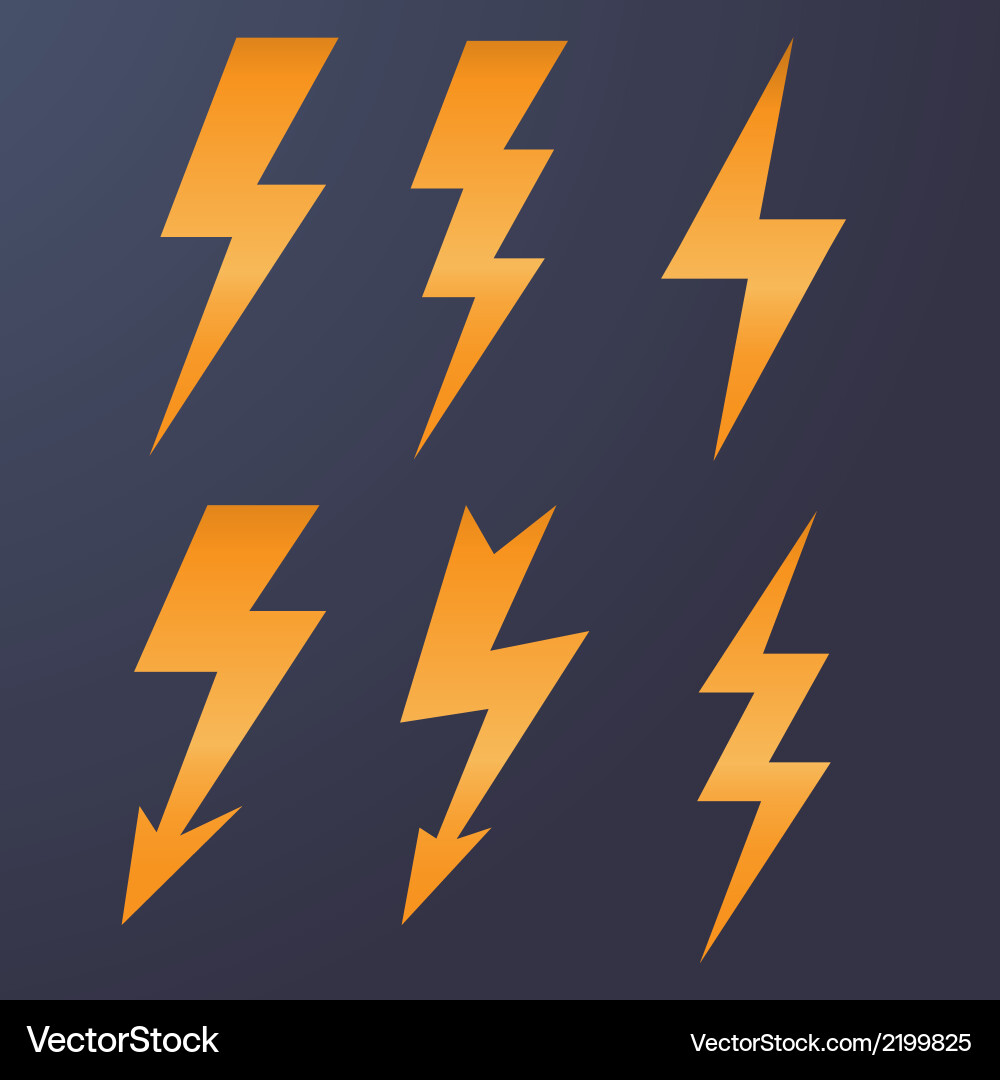 Lightning icon flat design long shadows Royalty Free Vector