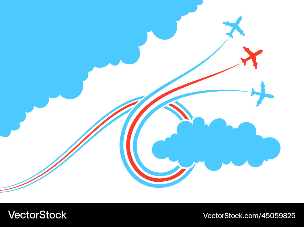 Planes draw a loop around the cloud Vector Image