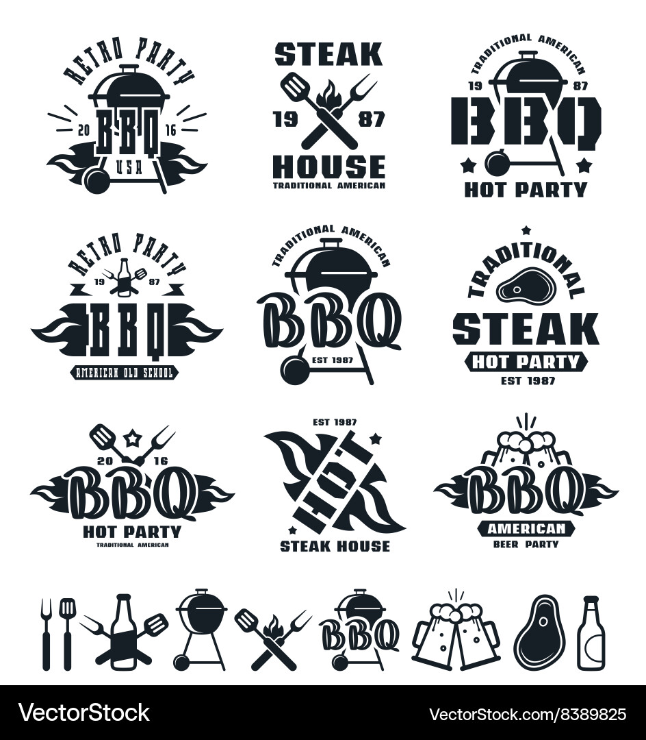Retro BBQ Labels & Badges Vector Image