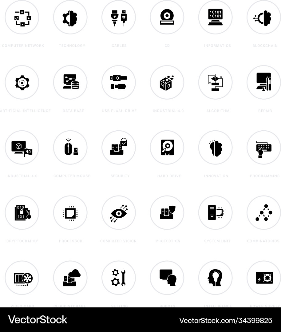 Set simple icons computer science Set simple icons computer science vector image