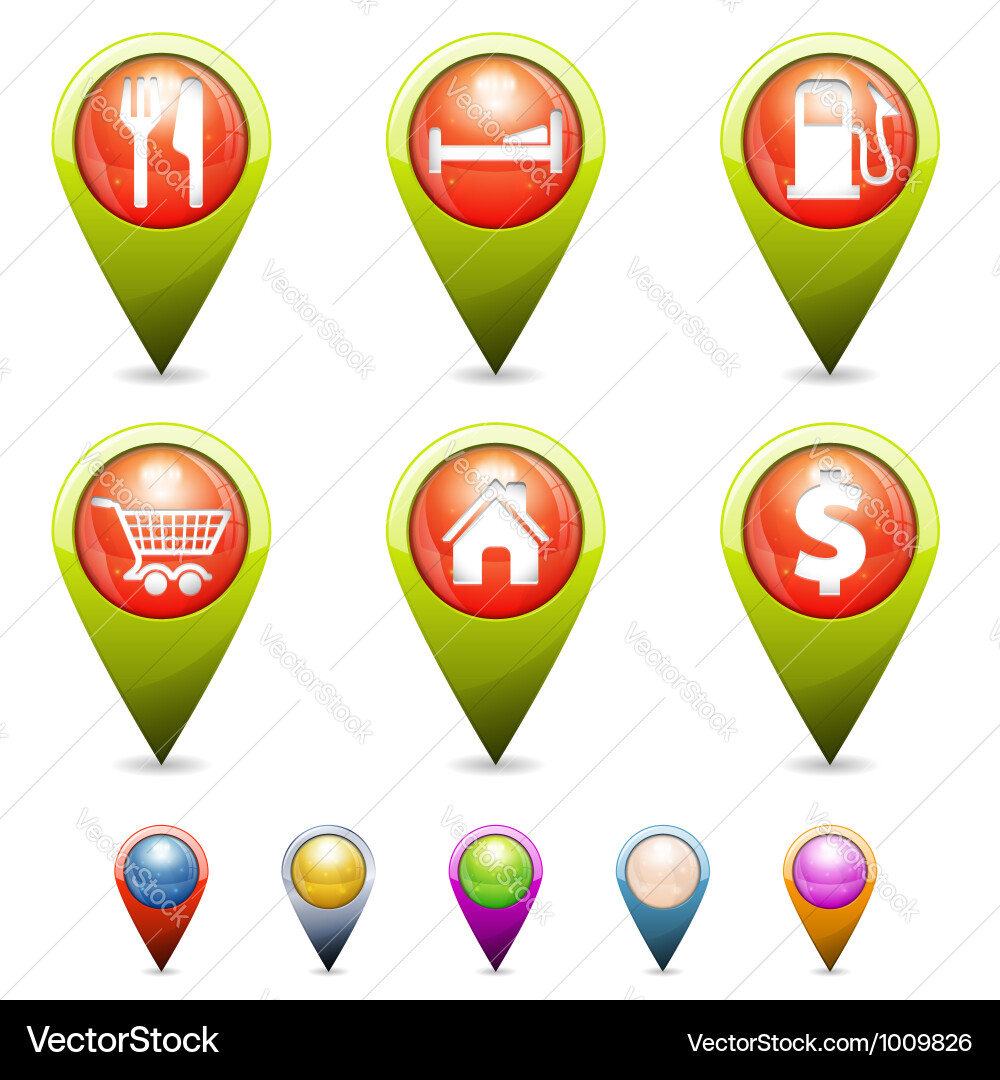 3D Map Pointer Icons vector image