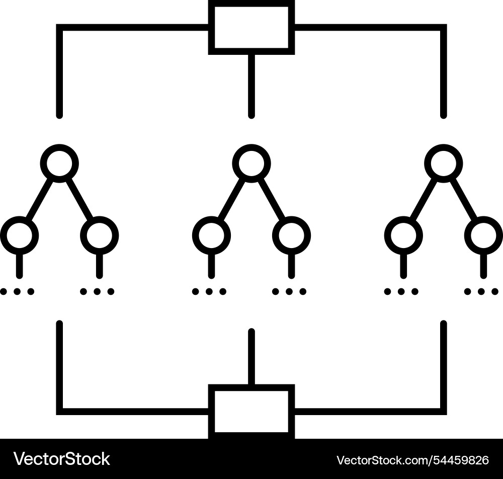 Decision tree algorithm line icon Decision tree algorithm line icon vector image