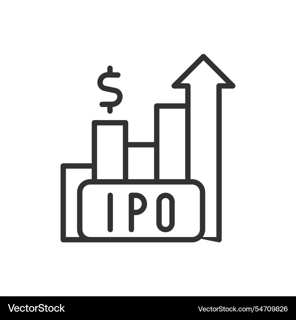 Ipo icon in line design initial public Ipo icon in line design initial public vector image