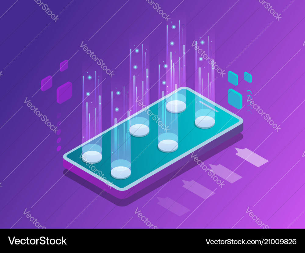 Isometric mobile applications concept developing Isometric mobile applications concept developing vector image