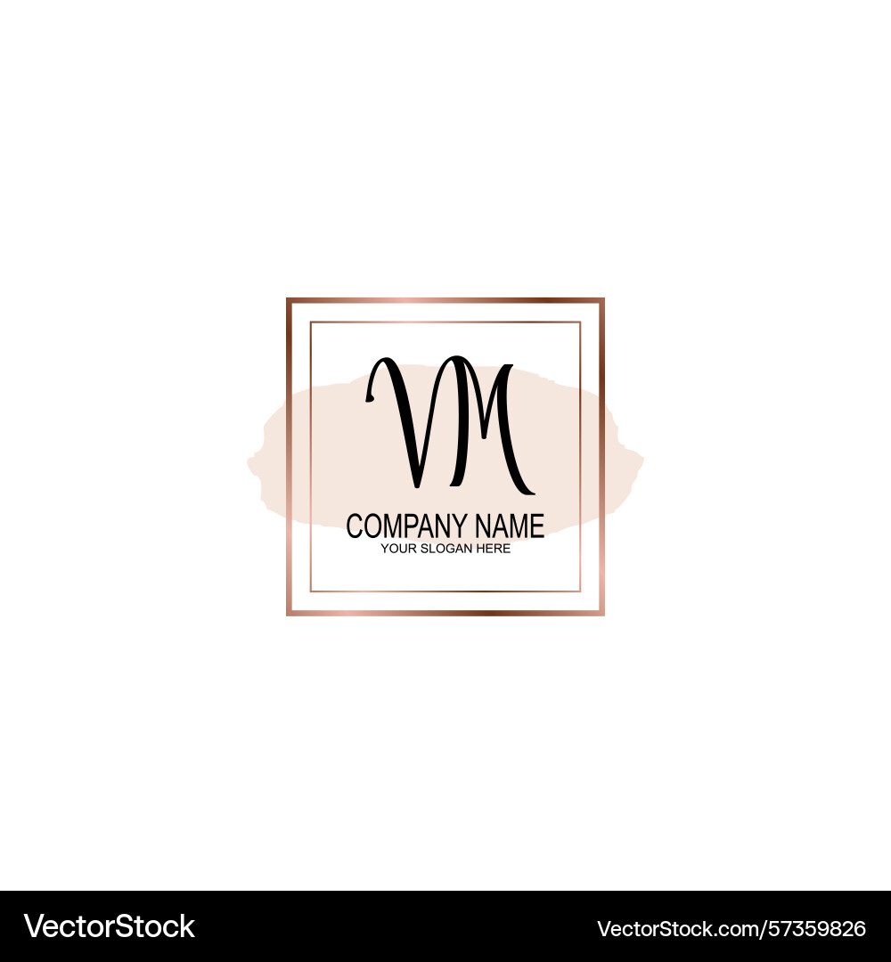 Minimalist handwritten vm initial logos with soft Vector Image