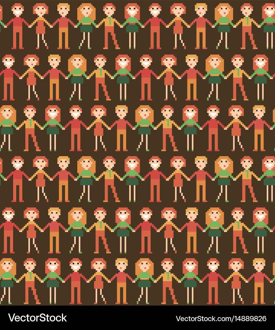 Pixel People Seamless Pattern Royalty Free Vector Image