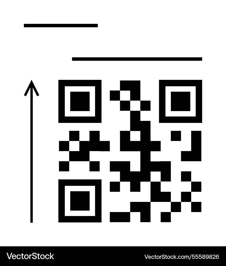 Qr code with arrow and horizontal lines represents Qr code with arrow and horizontal lines represents vector image