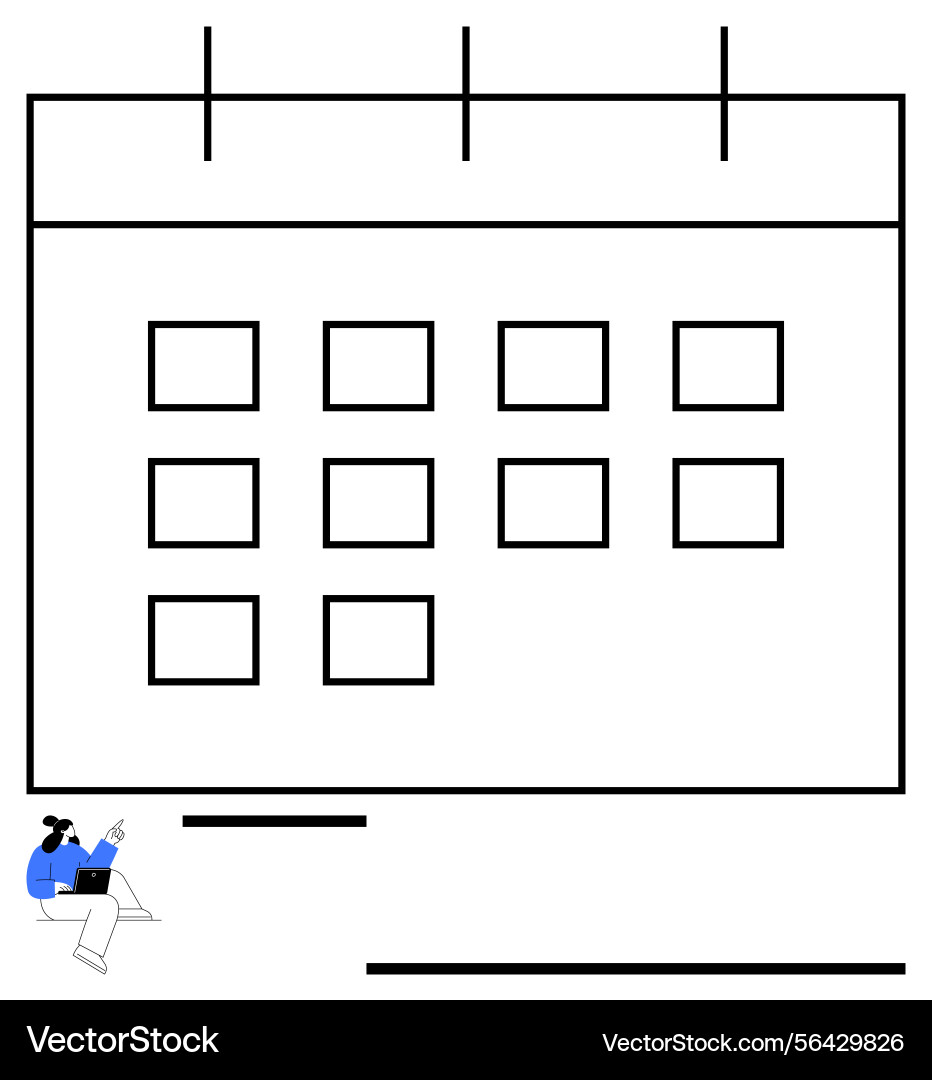 Scheduling concept with minimal calendar grid vector image