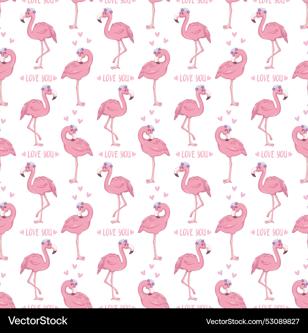 Flamingo pattern seamless background with pink Flamingo pattern seamless background with pink vector image
