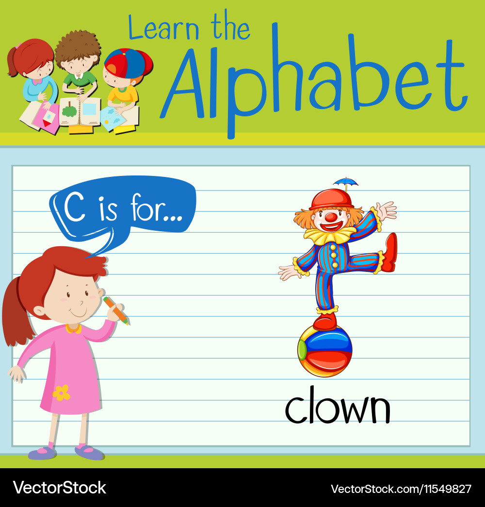 Flashcard alphabet c is for clown Vector Image