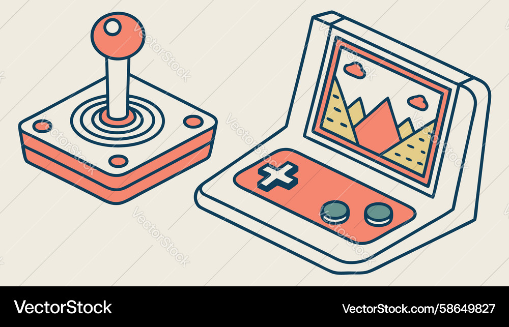 Handheld retro gaming console with joystick Vector Image
