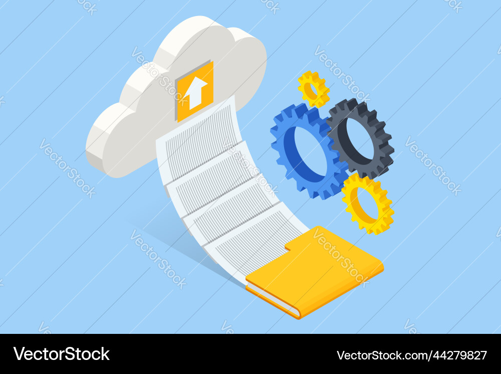 Isometric modern cloud technology and networking Isometric modern cloud technology and networking vector image