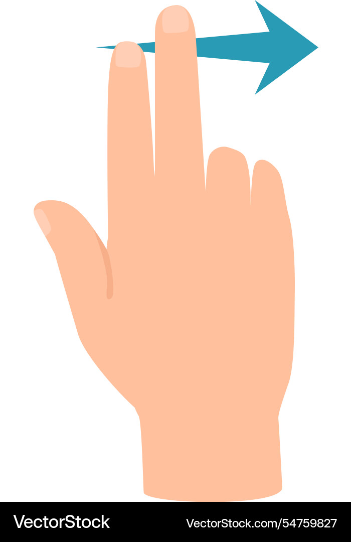 Open hand using two fingers to scroll horizontally Open hand using two fingers to scroll horizontally vector image