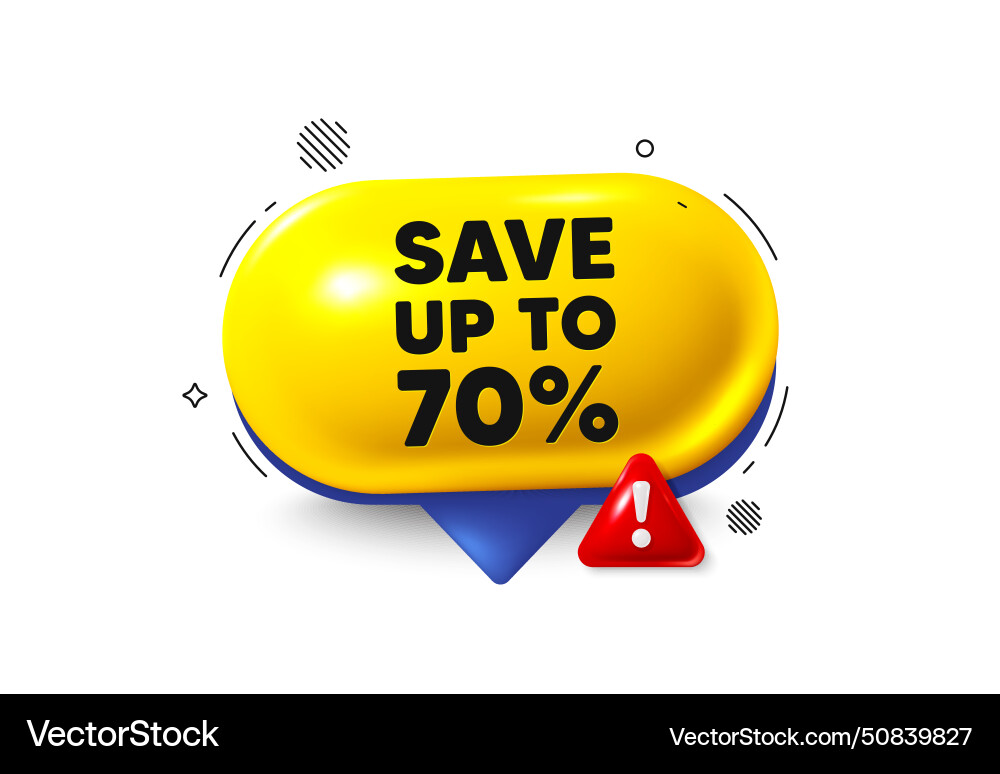 Save up to 70 percent discount sale offer price Save up to 70 percent discount sale offer price vector image