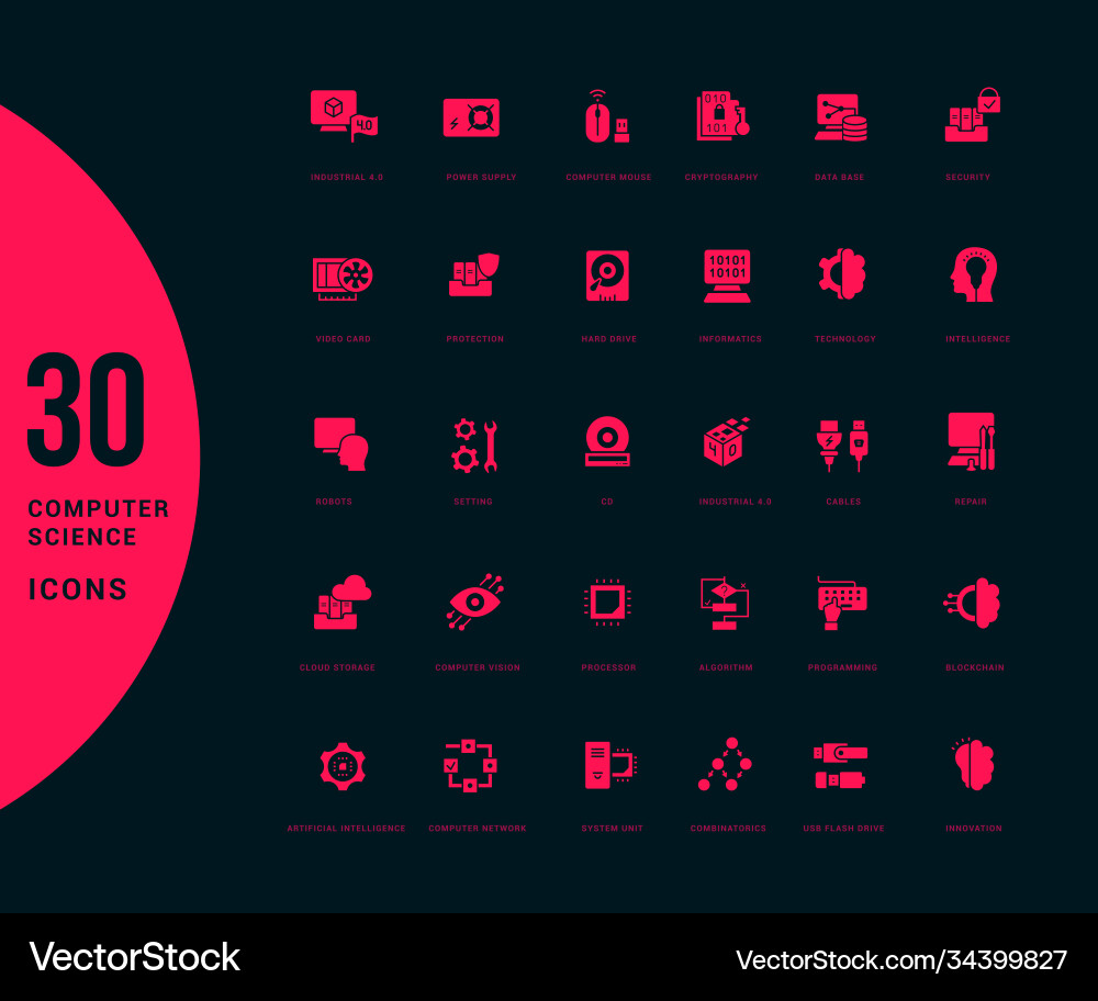 Set simple icons computer science Set simple icons computer science Vector Image