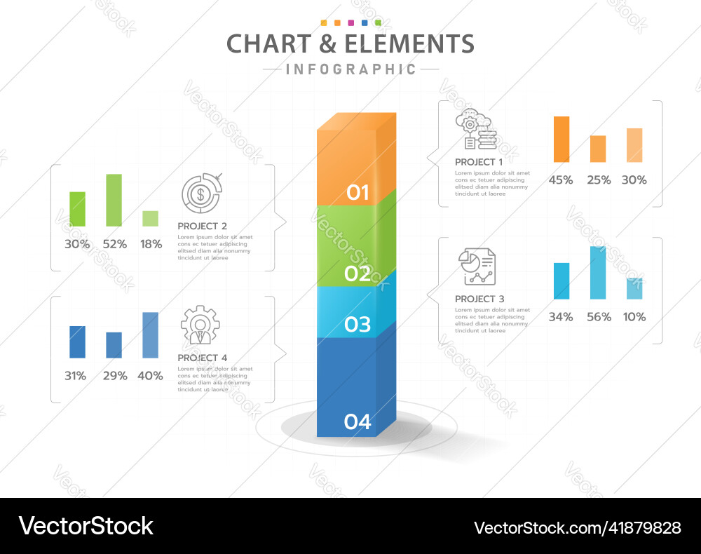 3D Bar Chart Infographic Template vector image