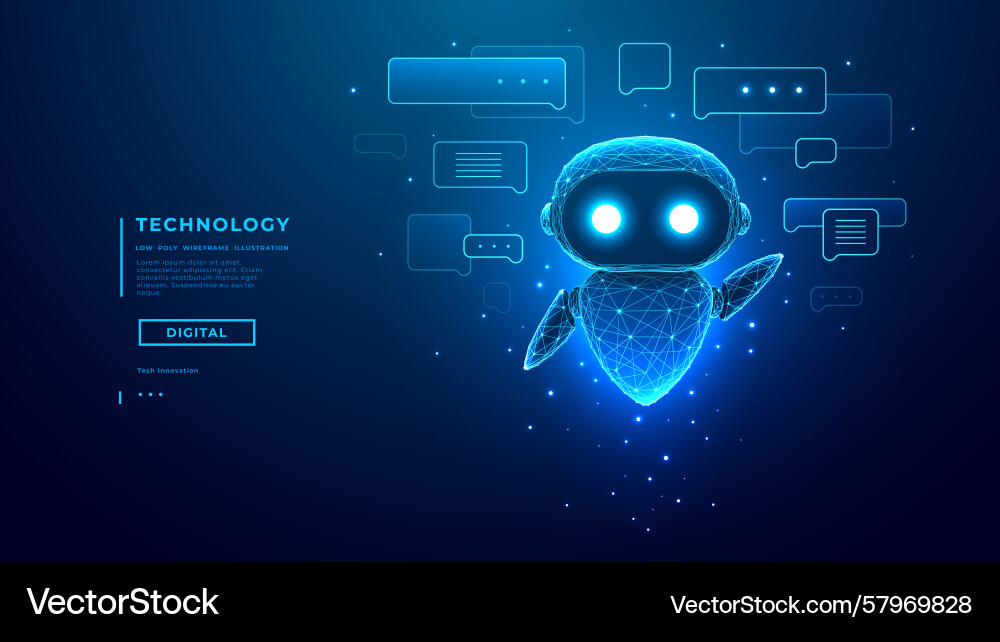 Ai robot chatbot with speech bubbles on technology Ai robot chatbot with speech bubbles on technology Vector Image