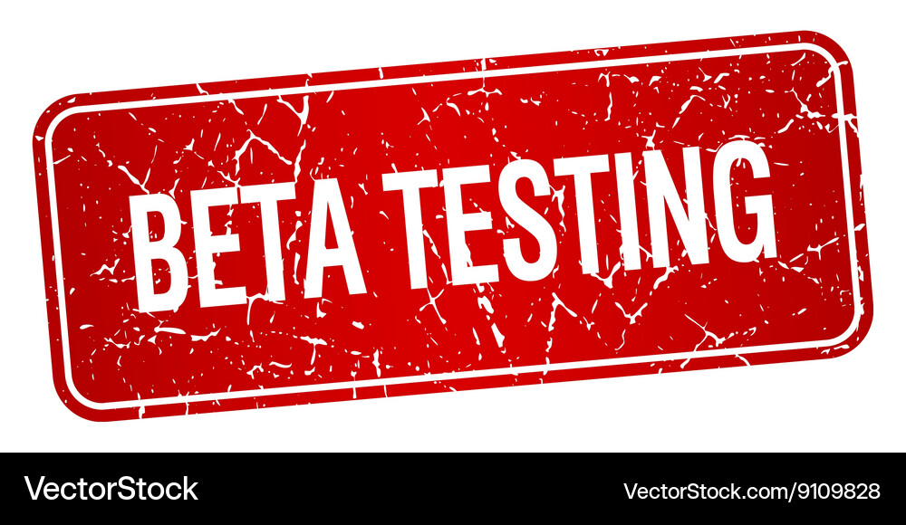 Beta testing red square grunge textured isolated Vector Image