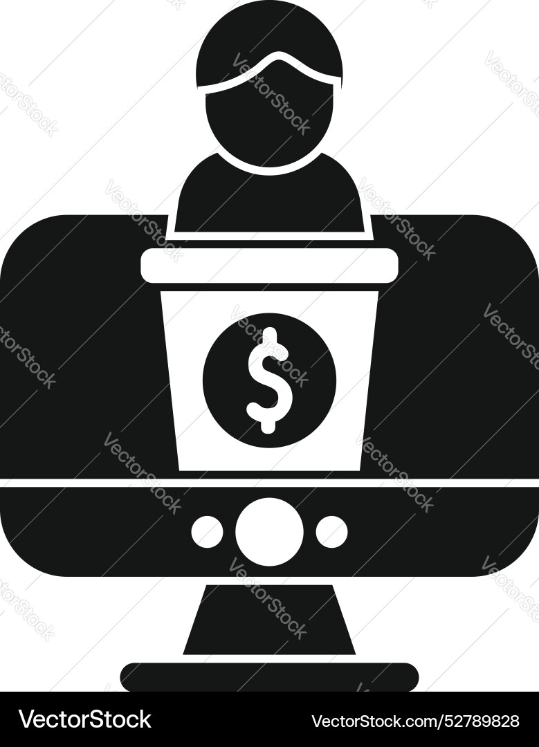 Businessman making online money speech icon glyph Businessman making online money speech icon glyph vector image