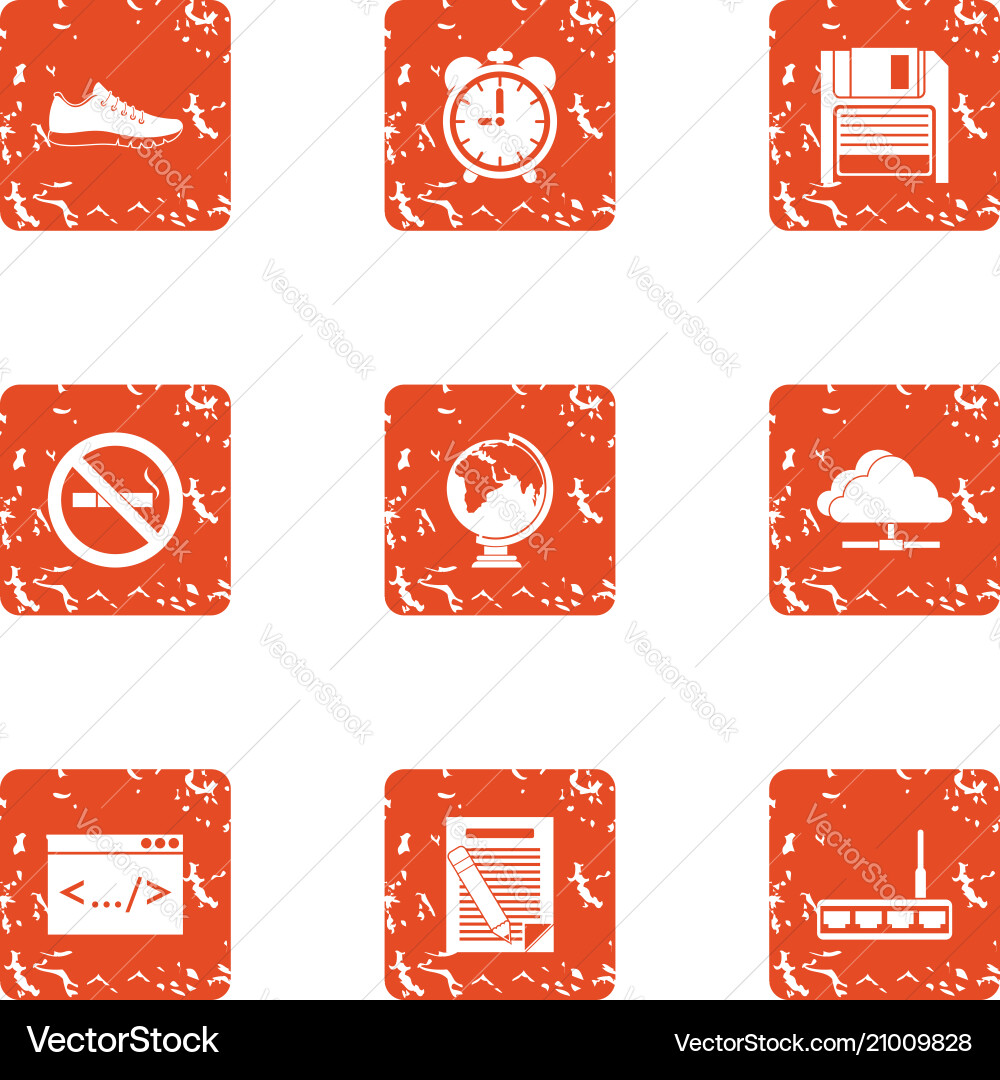 Coding icons set grunge style Coding icons set grunge style Vector Image