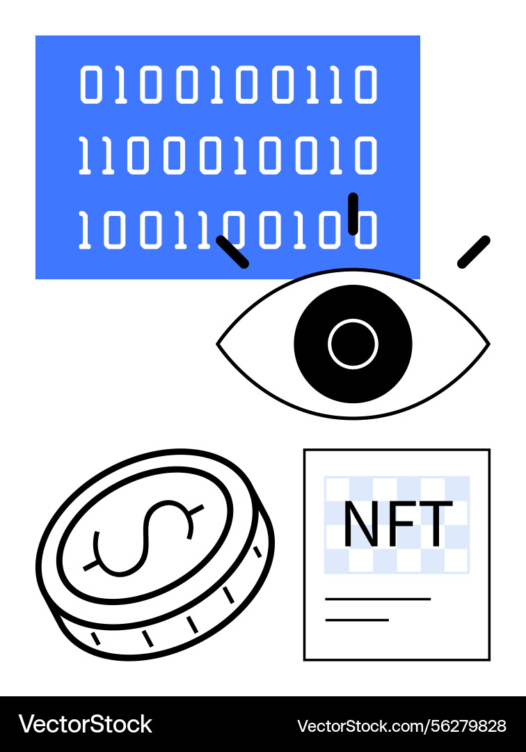 Digital eye overseeing binary code cryptocurrency Digital eye overseeing binary code cryptocurrency vector image