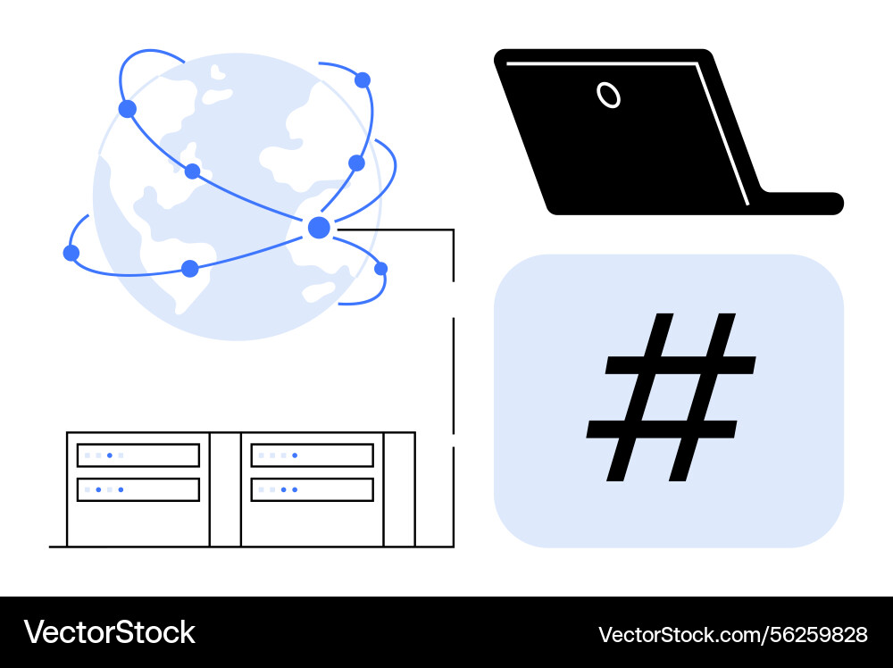 Global connectivity and data sharing Global connectivity and data sharing vector image