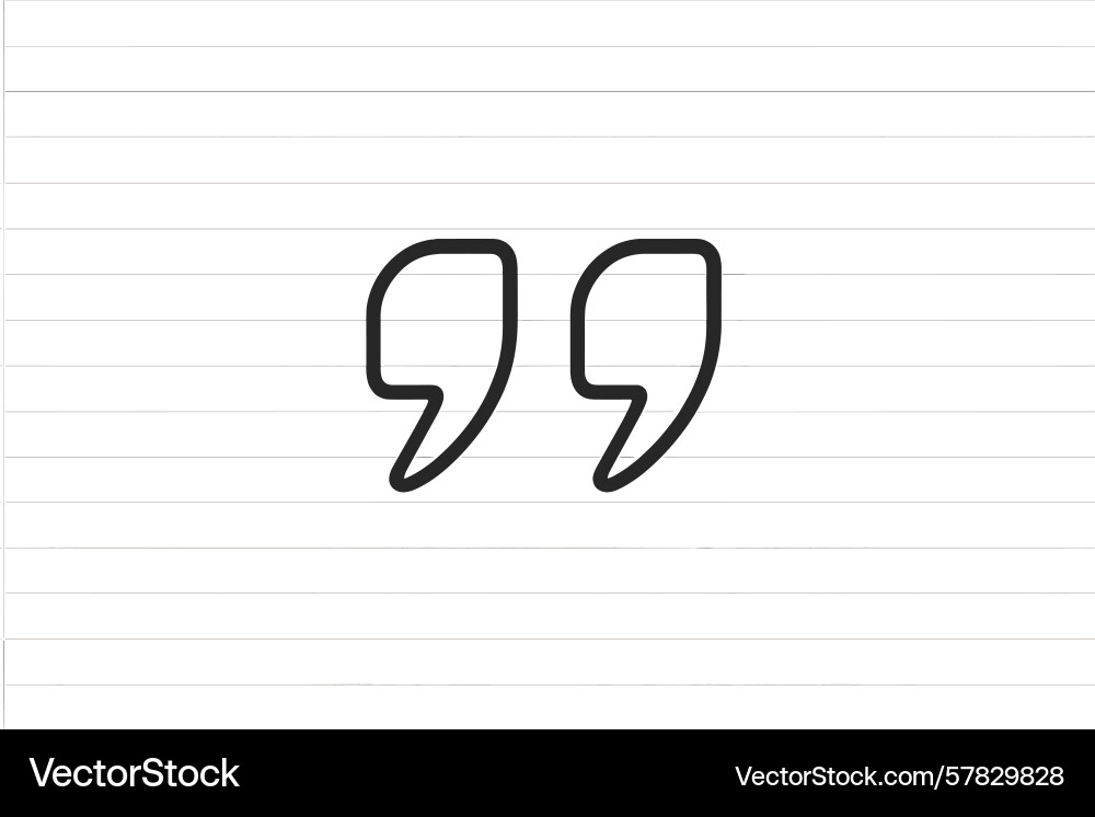 Graphic representation of quotation marks on lined vector image
