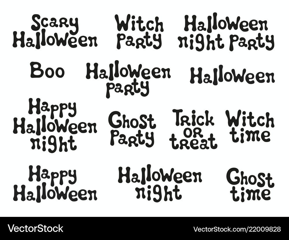 Halloween phrases handdrawn lettering design – Royalty-Free Vector |  VectorStock, image size:1000x830