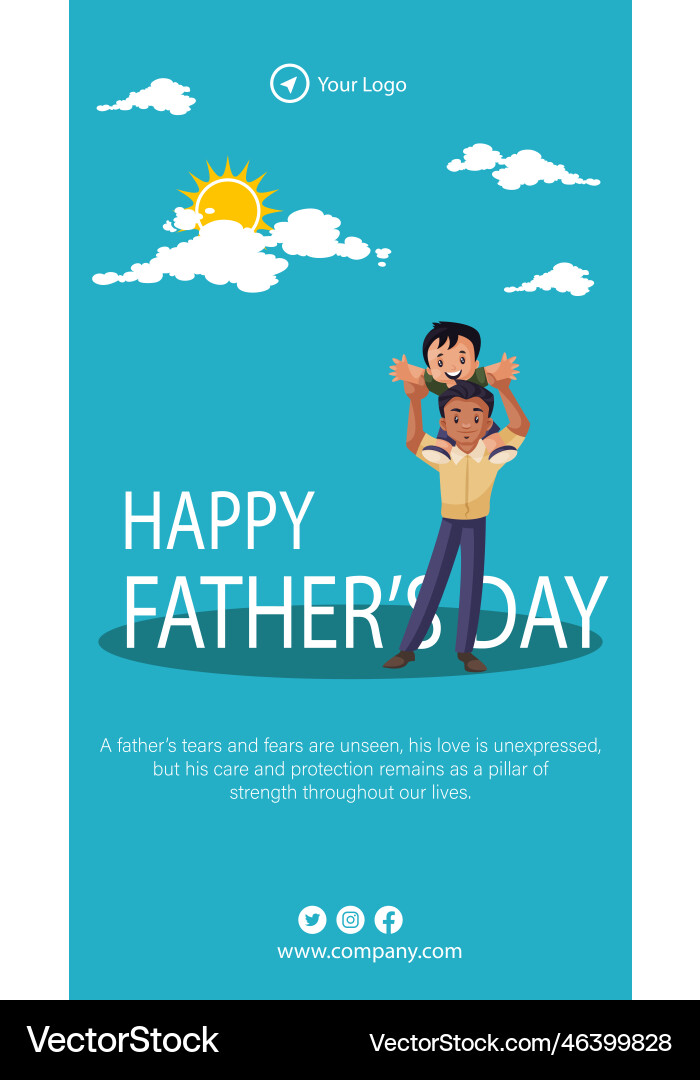 Happy fathers day portrait template Royalty Free Vector