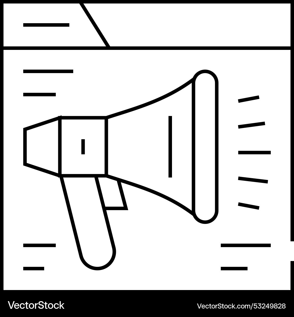 Loudspeaker on web site line icon Loudspeaker on web site line icon vector image