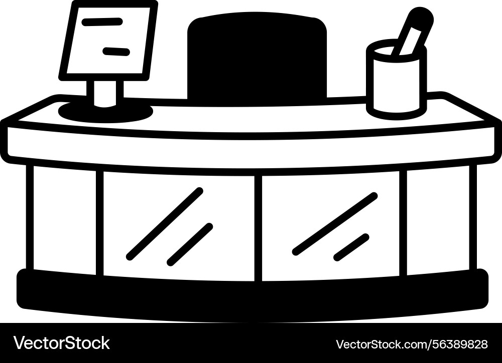 Reception desk with a computer monitor sketchy st Vector Image