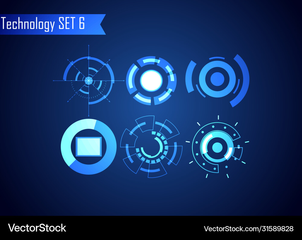 Set circle abstract digital technology ui Set circle abstract digital technology ui vector image