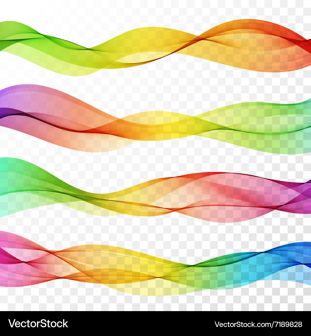 Set of abstract colorful wave isolated vector image