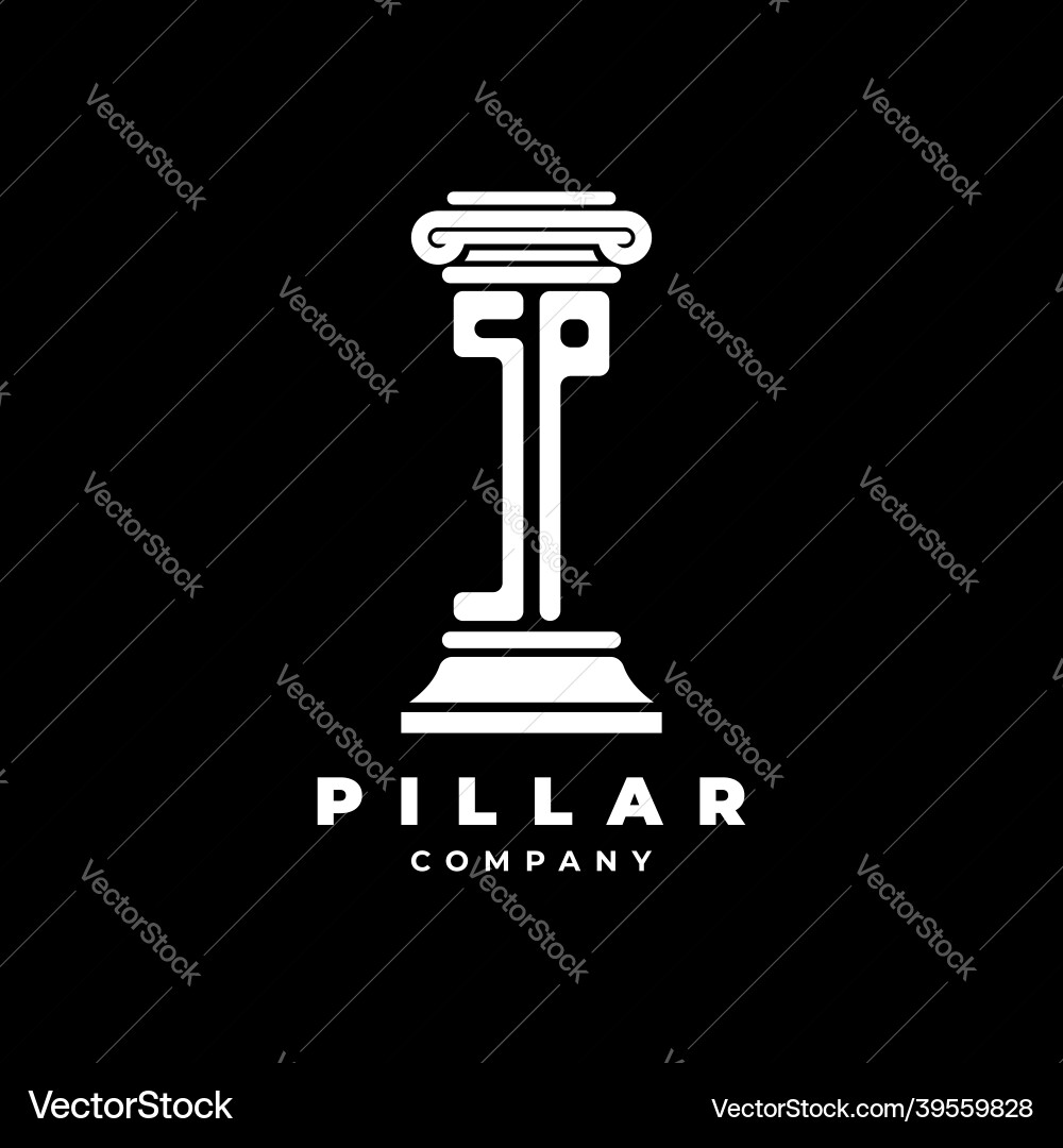 Sp monogram pillar shape style Royalty Free Vector Image
