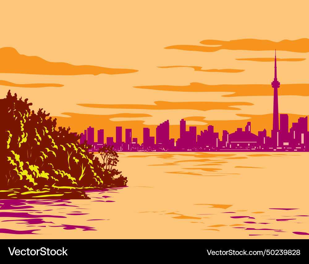 Toronto skyline viewed from island park vector image